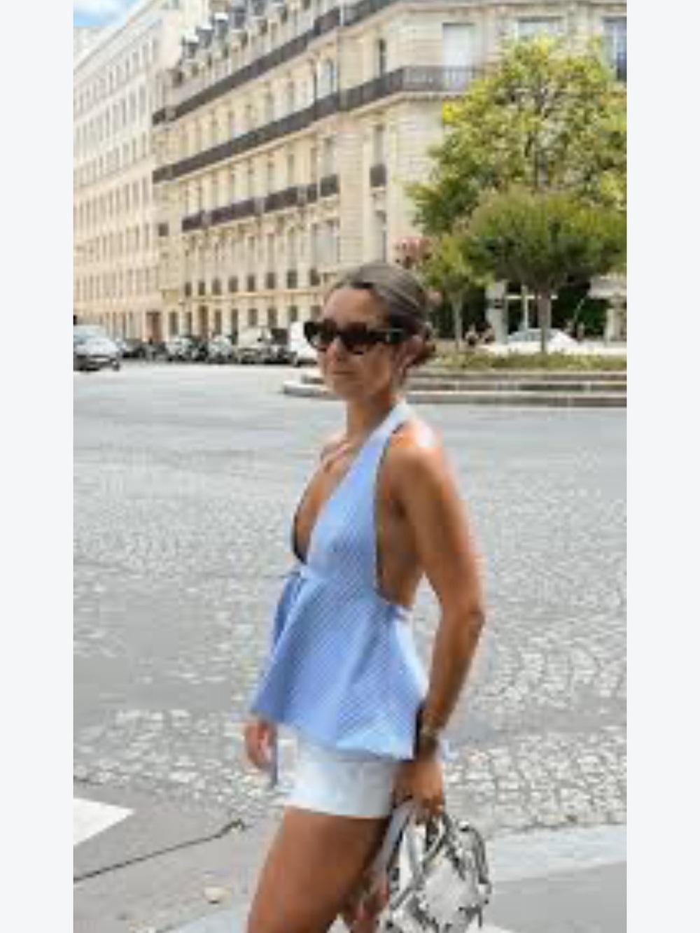 NWT Zara Light Blue Striped Halter Tie-Front Camisole